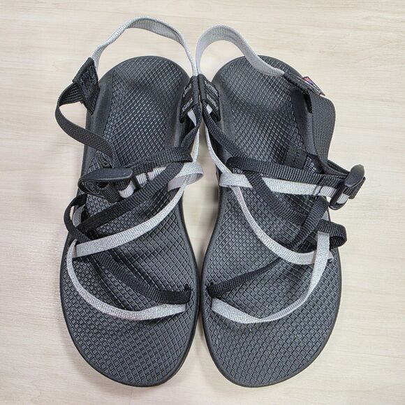 Chaco Shoes - CHACO ZX1 Ecotread Strappy Sandal Shoes Metallic Silver Black Women's Size 10